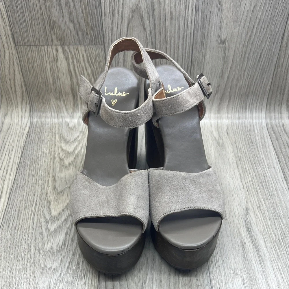 Lulu's Cream and Brown Platform Heels